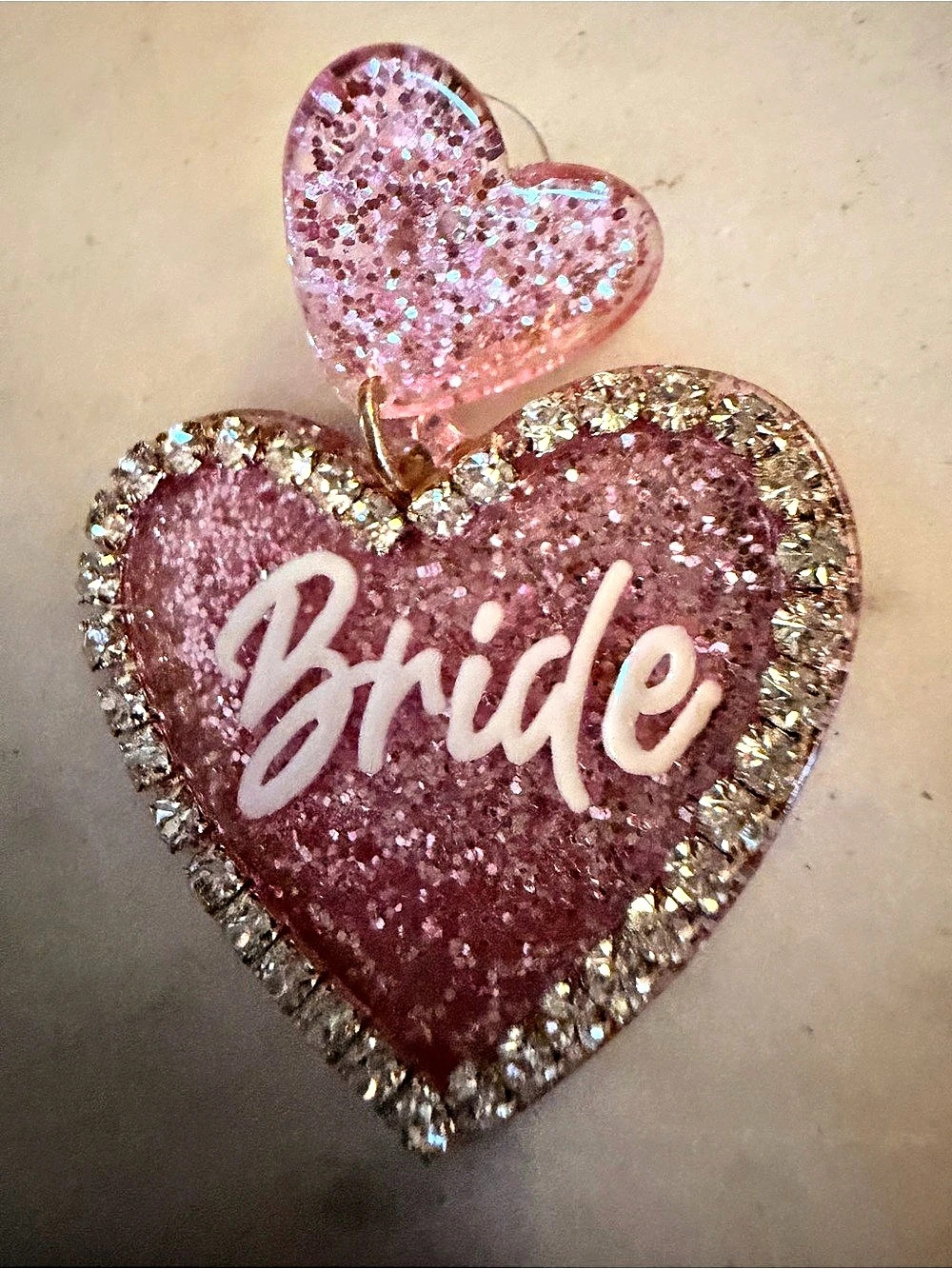 Bride Heart Earrings in Pink